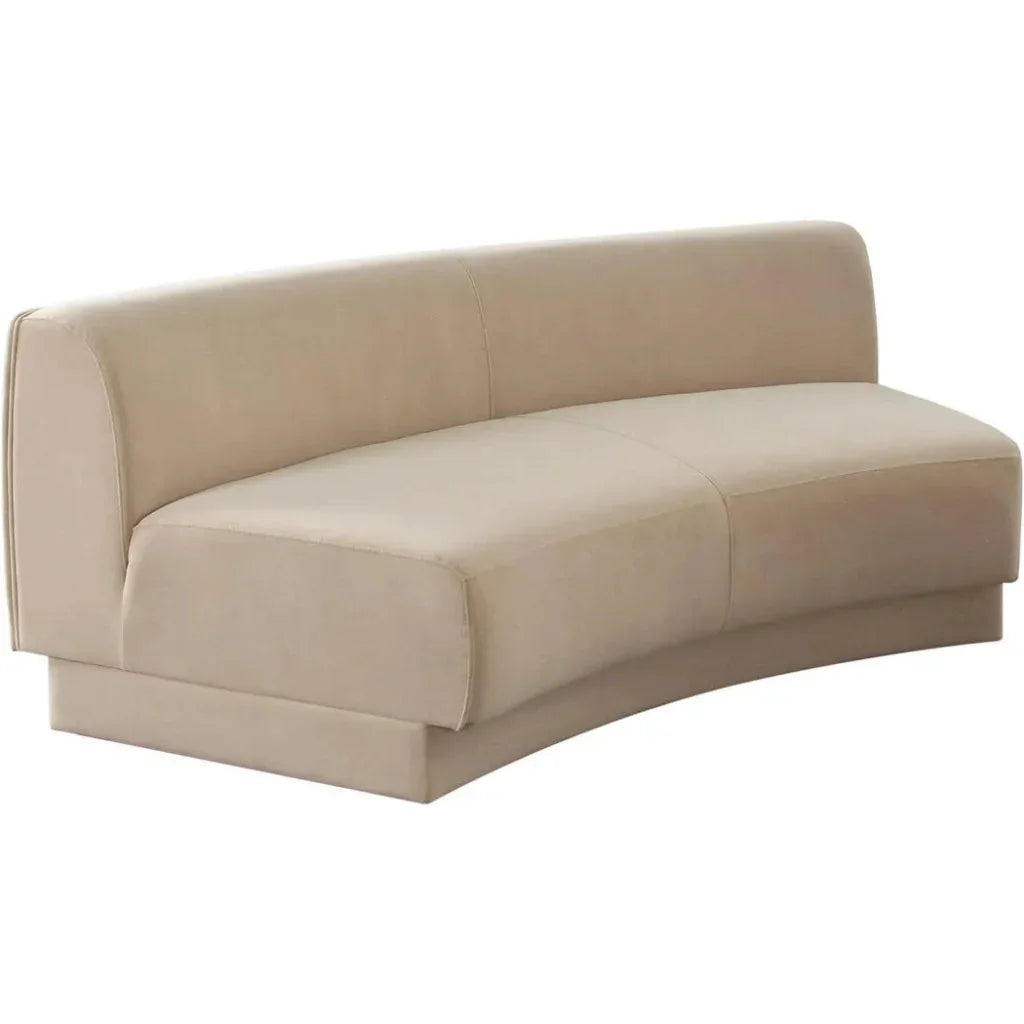 Zelda Light Camel Performance Velvet Curved Sofa - LOOMLAN - Diamond Sofa - Sofas & Loveseats