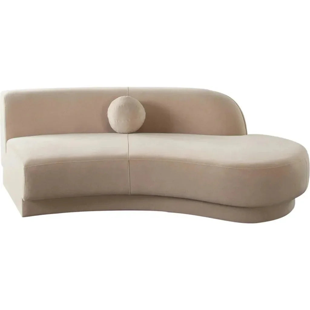 Zelda RF Curved Light Camel Performance Velvet Chaise - LOOMLAN - Diamond Sofa - Chaises