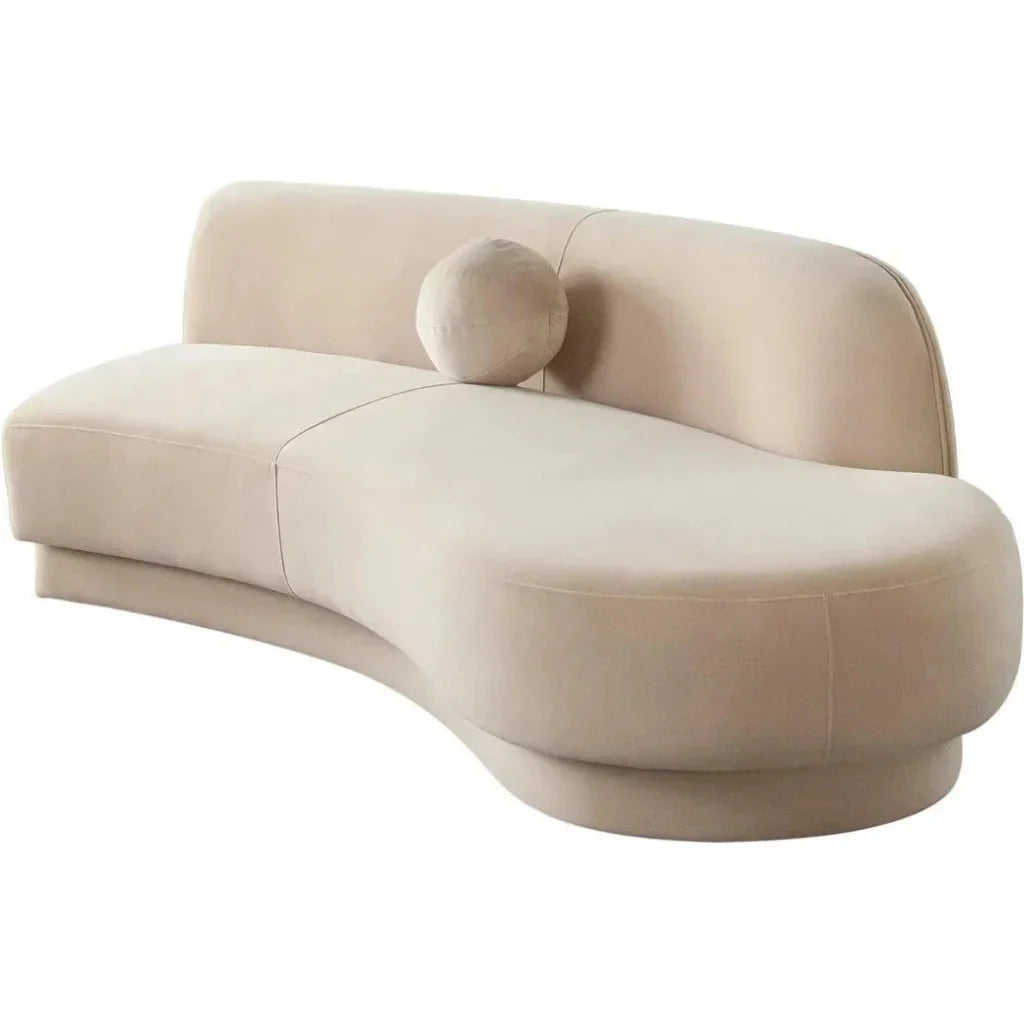 Zelda RF Curved Light Camel Performance Velvet Chaise - LOOMLAN - Diamond Sofa - Chaises