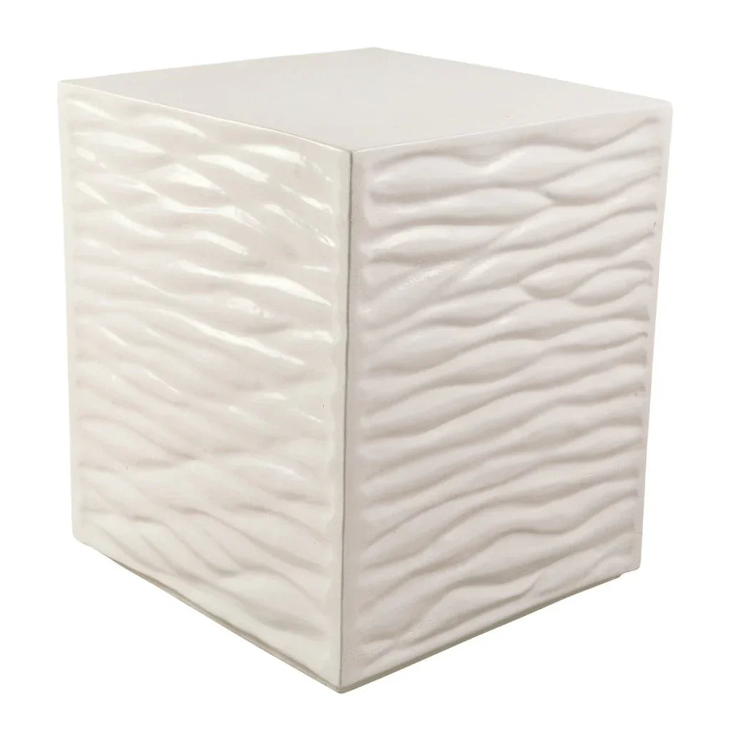 Zen Ceramic Square Garden Stool-Garden Stools-Seasonal Living-Linen Semi-Gloss-LOOMLAN