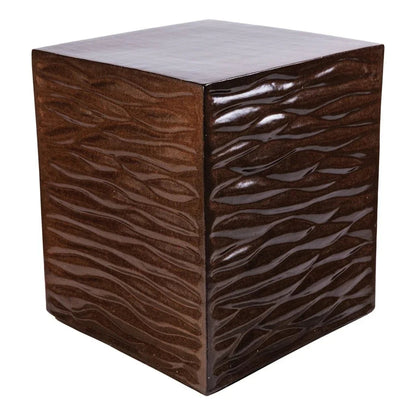 Zen Ceramic Square Garden Stool-Garden Stools-Seasonal Living-Pyrite Brown Gloss-LOOMLAN