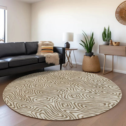 Zena Beige Washable Indoor-Outdoor Rug-Outdoor Rugs-LOOMLAN Rugs-LOOMLAN