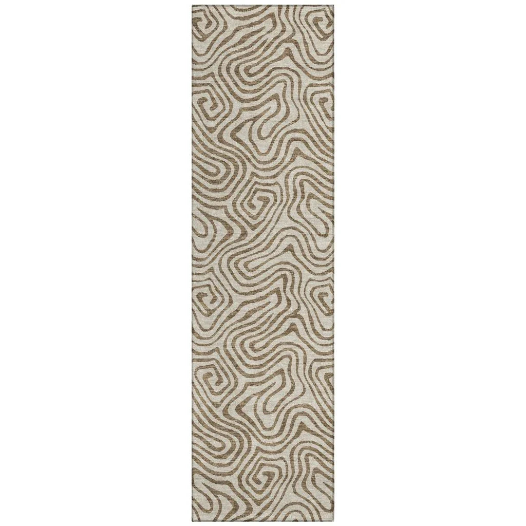 Zena Beige Washable Indoor-Outdoor Rug-Outdoor Rugs-LOOMLAN Rugs-2'3" x 7'6"-LOOMLAN