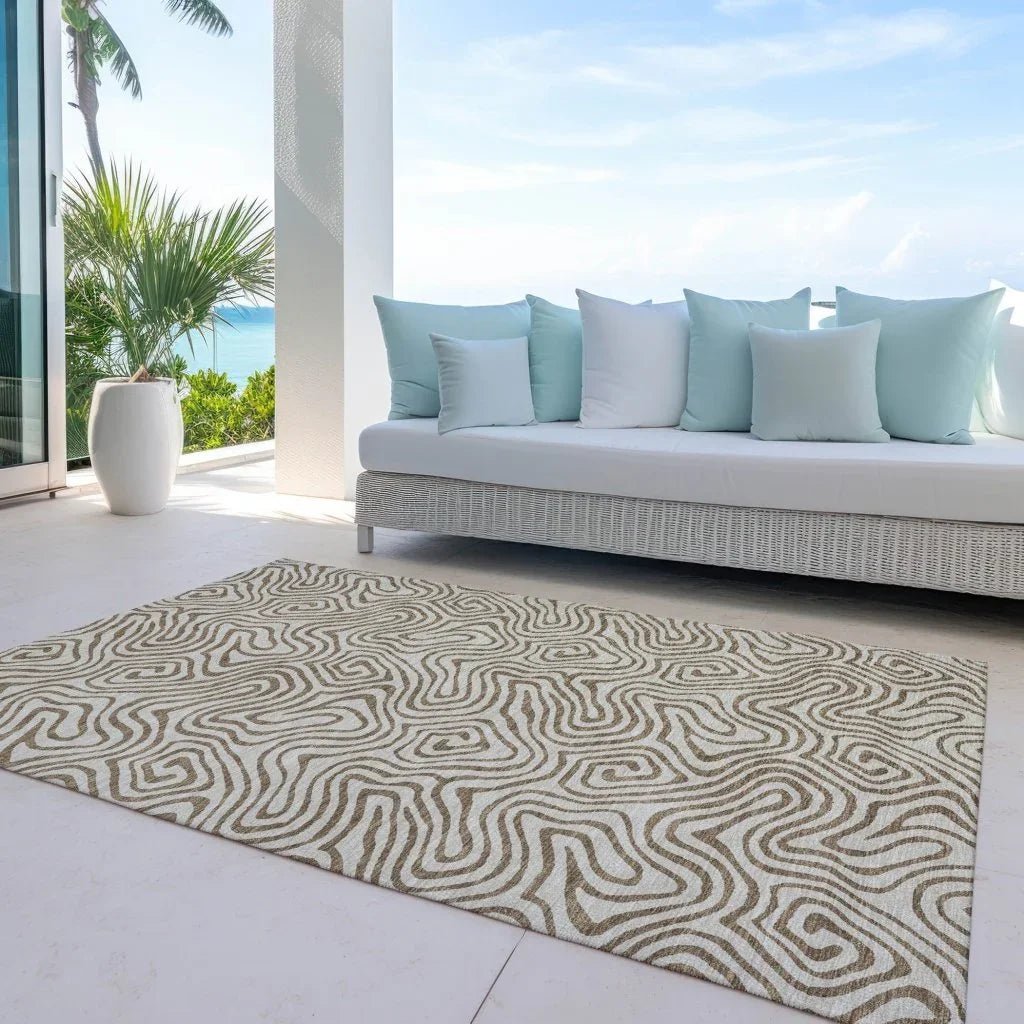 Zena Beige Washable Indoor-Outdoor Rug-Outdoor Rugs-LOOMLAN Rugs-LOOMLAN