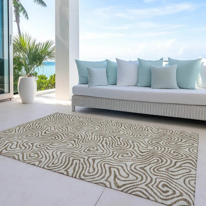 Zena Beige Washable Indoor-Outdoor Rug-Outdoor Rugs-LOOMLAN Rugs-LOOMLAN