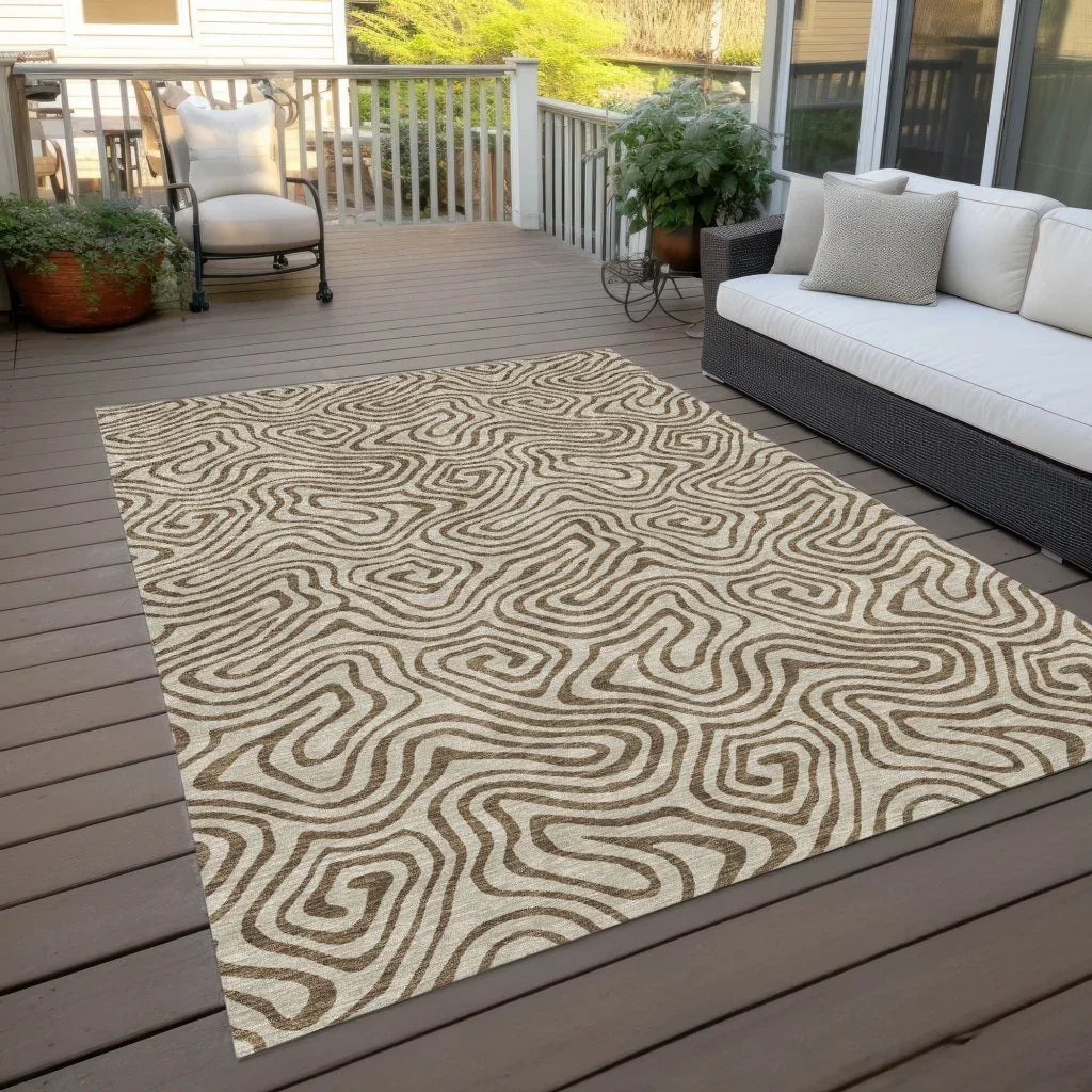 Zena Beige Washable Indoor-Outdoor Rug-Outdoor Rugs-LOOMLAN Rugs-LOOMLAN