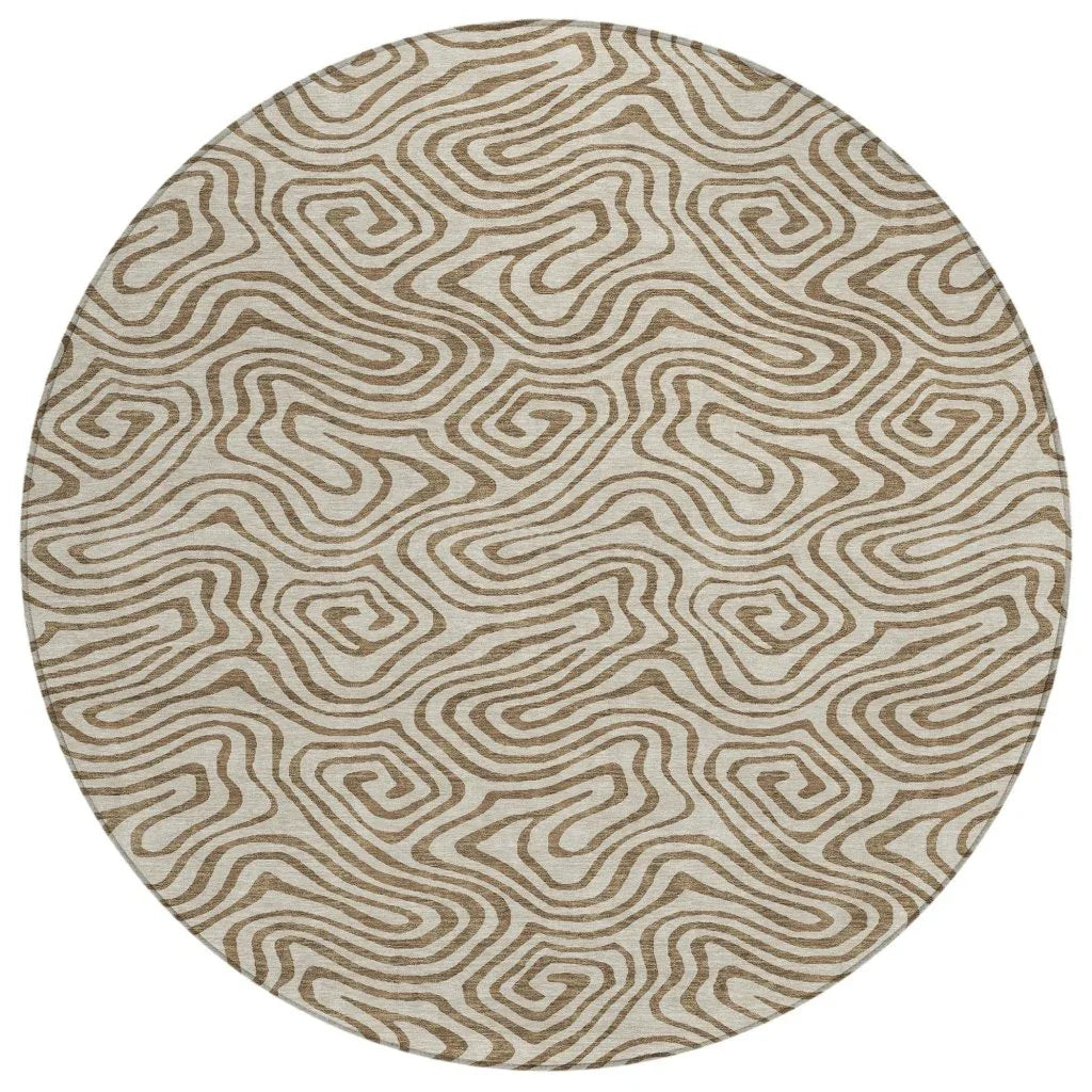Zena Beige Washable Indoor-Outdoor Rug-Outdoor Rugs-LOOMLAN Rugs-8' x 8'-LOOMLAN