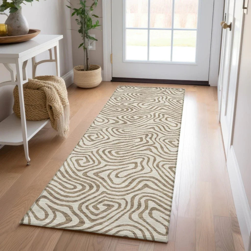 Zena Beige Washable Indoor-Outdoor Rug-Outdoor Rugs-LOOMLAN Rugs-LOOMLAN