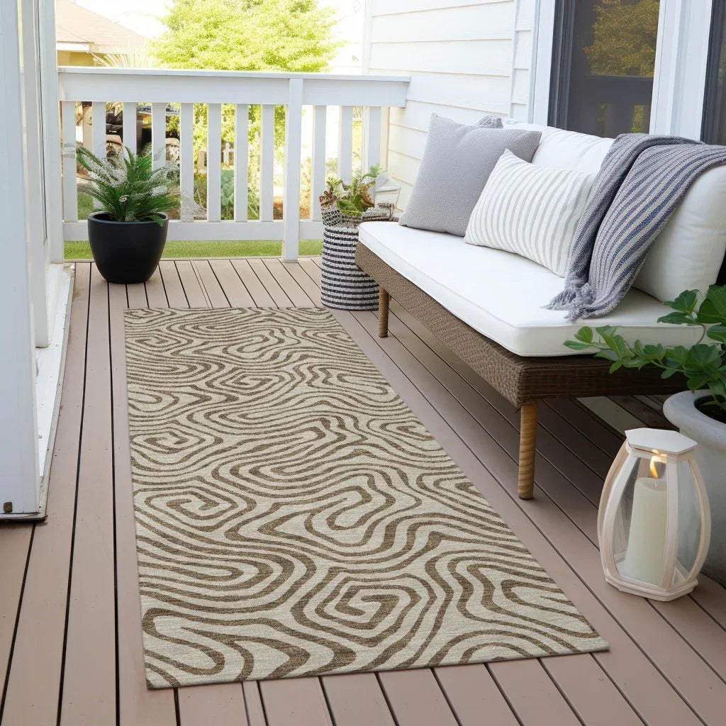 Zena Beige Washable Indoor-Outdoor Rug-Outdoor Rugs-LOOMLAN Rugs-LOOMLAN