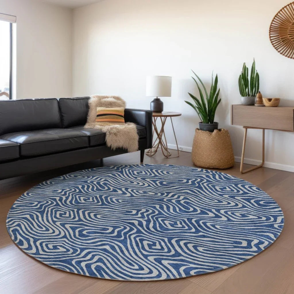 Zena Blue Washable Indoor-Outdoor Rug-Outdoor Rugs-LOOMLAN Rugs-LOOMLAN