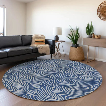 Zena Blue Washable Indoor-Outdoor Rug-Outdoor Rugs-LOOMLAN Rugs-LOOMLAN