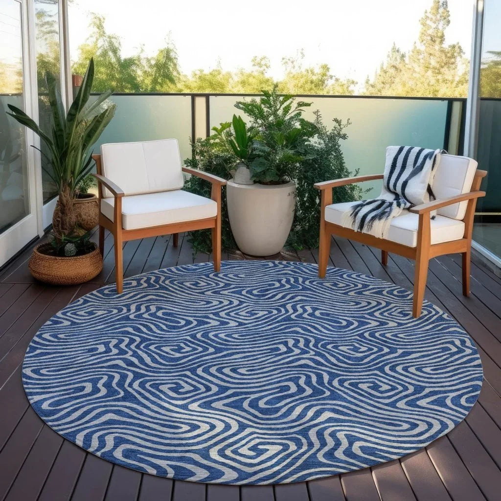 Zena Blue Washable Indoor-Outdoor Rug-Outdoor Rugs-LOOMLAN Rugs-LOOMLAN