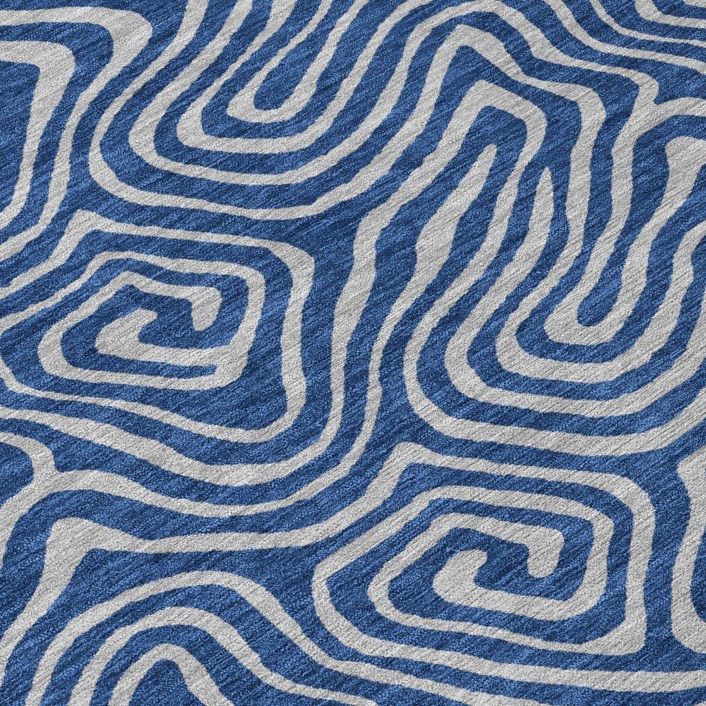 Zena Blue Washable Indoor-Outdoor Rug-Outdoor Rugs-LOOMLAN Rugs-LOOMLAN