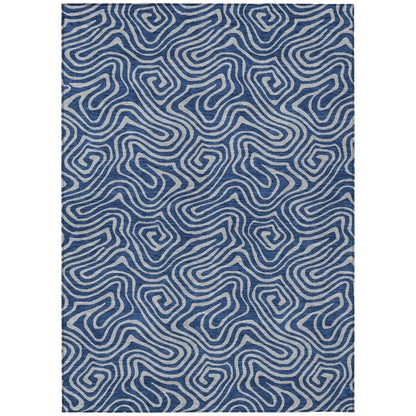 Zena Blue Washable Indoor-Outdoor Rug-Outdoor Rugs-LOOMLAN Rugs-2'6" x 3'10"-LOOMLAN
