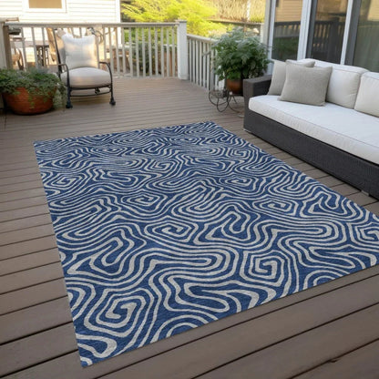 Zena Blue Washable Indoor-Outdoor Rug-Outdoor Rugs-LOOMLAN Rugs-LOOMLAN