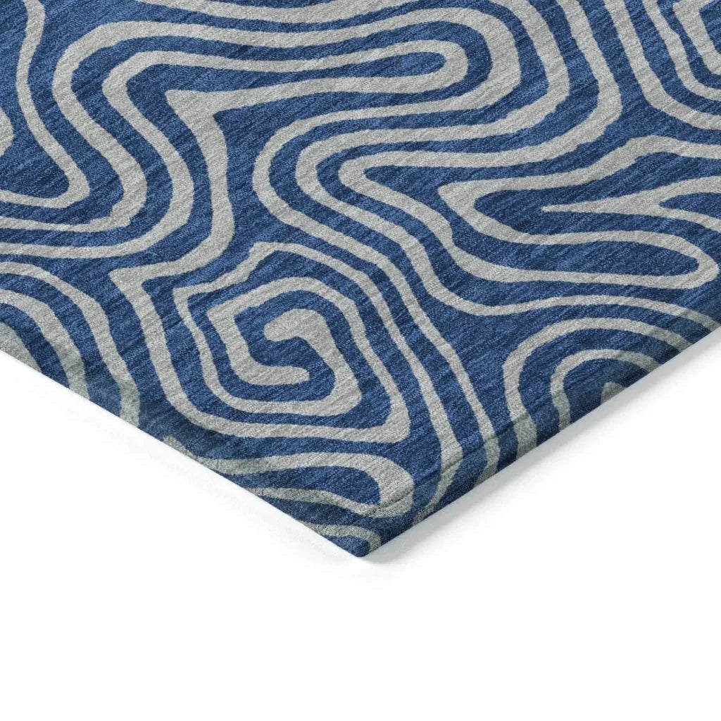 Zena Blue Washable Indoor-Outdoor Rug-Outdoor Rugs-LOOMLAN Rugs-LOOMLAN