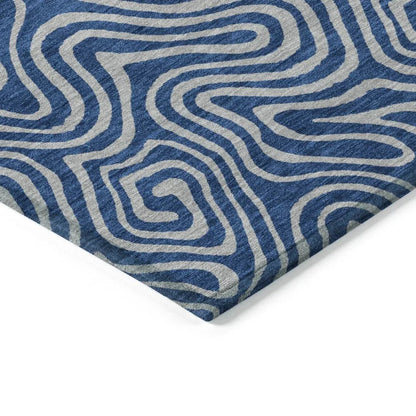 Zena Blue Washable Indoor-Outdoor Rug-Outdoor Rugs-LOOMLAN Rugs-LOOMLAN