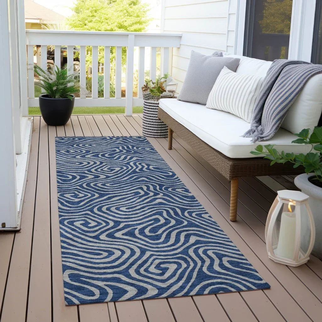 Zena Blue Washable Indoor-Outdoor Rug-Outdoor Rugs-LOOMLAN Rugs-LOOMLAN