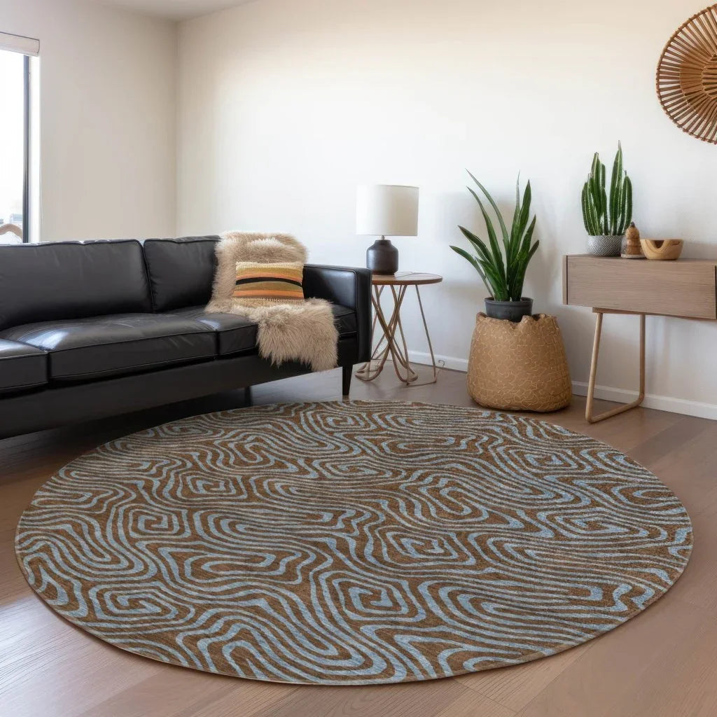 Zena Brown Washable Indoor-Outdoor Rug-Outdoor Rugs-LOOMLAN Rugs-LOOMLAN