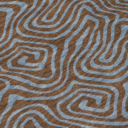Zena Brown Washable Indoor-Outdoor Rug-Outdoor Rugs-LOOMLAN Rugs-LOOMLAN