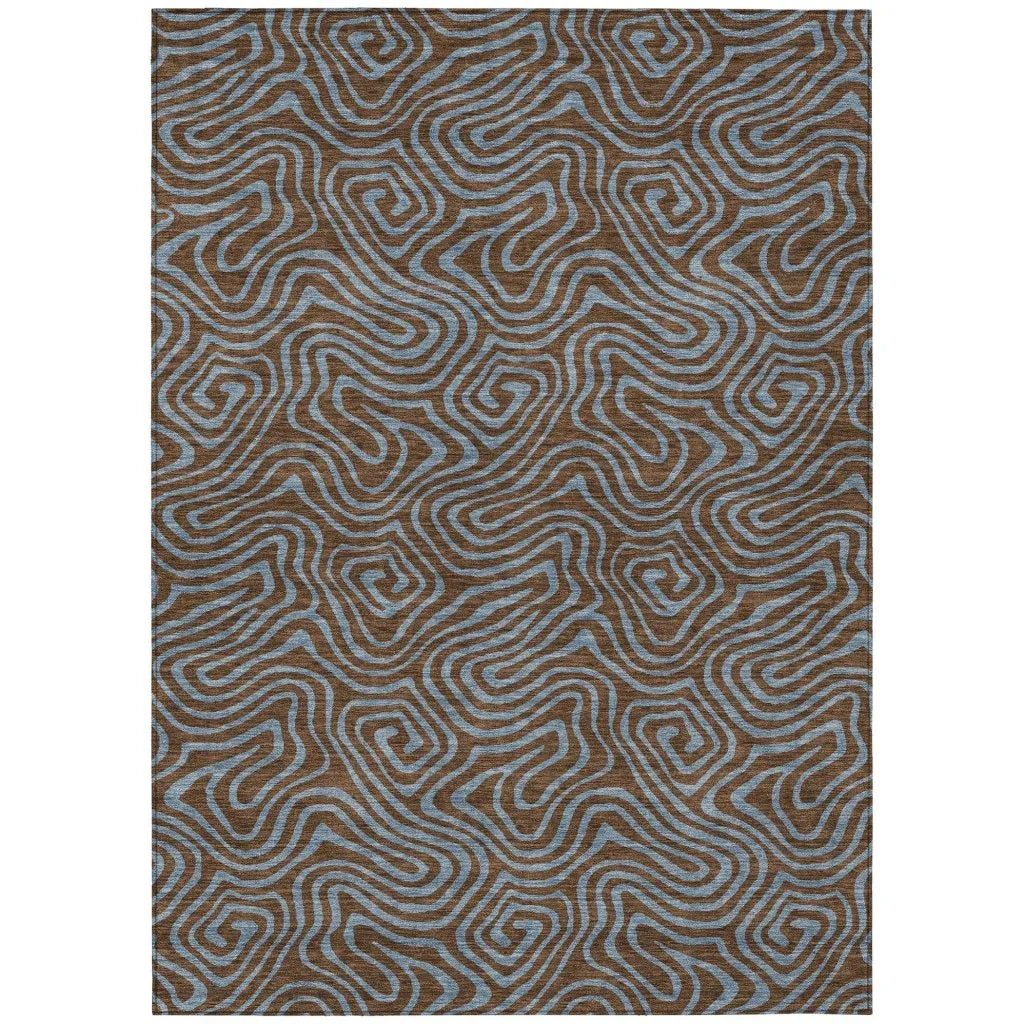 Zena Brown Washable Indoor-Outdoor Rug-Outdoor Rugs-LOOMLAN Rugs-2'6" x 3'10"-LOOMLAN