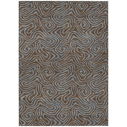Zena Brown Washable Indoor-Outdoor Rug-Outdoor Rugs-LOOMLAN Rugs-2'6" x 3'10"-LOOMLAN