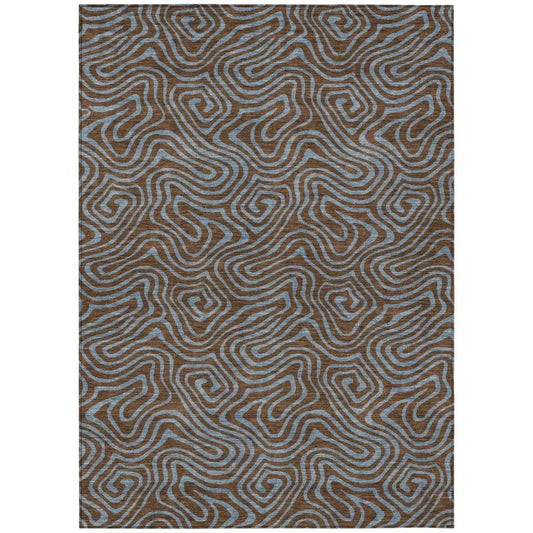 Zena Brown Washable Indoor-Outdoor Rug-Outdoor Rugs-LOOMLAN Rugs-2'6" x 3'10"-LOOMLAN