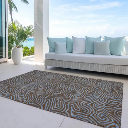 Zena Brown Washable Indoor-Outdoor Rug-Outdoor Rugs-LOOMLAN Rugs-LOOMLAN