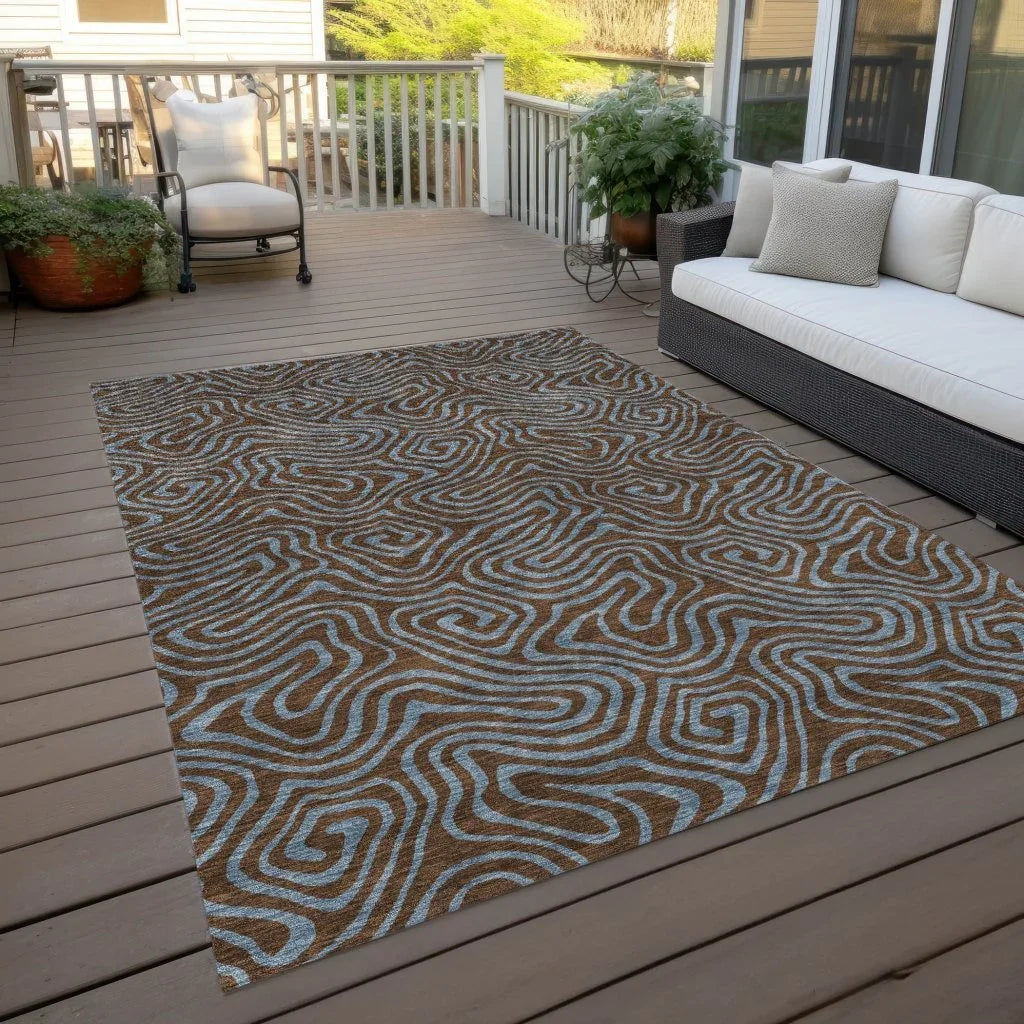 Zena Brown Washable Indoor-Outdoor Rug-Outdoor Rugs-LOOMLAN Rugs-LOOMLAN