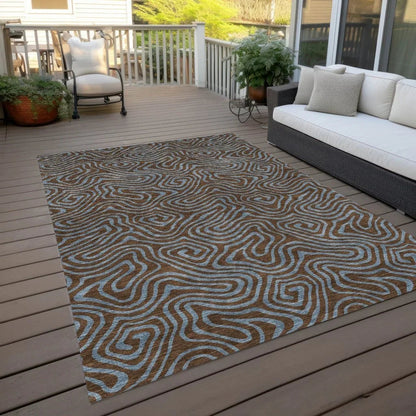 Zena Brown Washable Indoor-Outdoor Rug-Outdoor Rugs-LOOMLAN Rugs-LOOMLAN