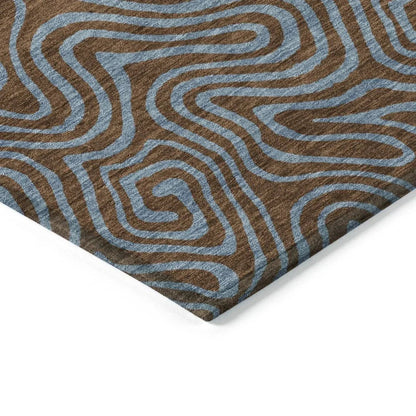 Zena Brown Washable Indoor-Outdoor Rug-Outdoor Rugs-LOOMLAN Rugs-LOOMLAN