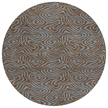 Zena Brown Washable Indoor-Outdoor Rug-Outdoor Rugs-LOOMLAN Rugs-8' x 8'-LOOMLAN