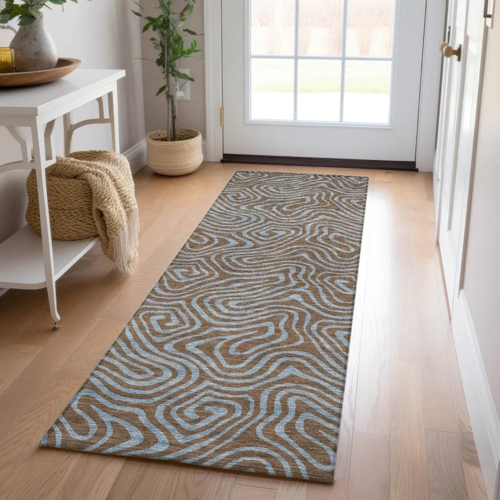 Zena Brown Washable Indoor-Outdoor Rug-Outdoor Rugs-LOOMLAN Rugs-LOOMLAN