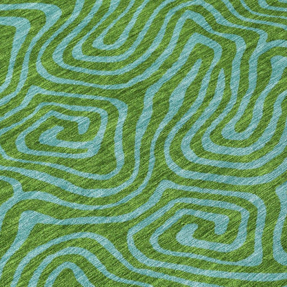 Zena Green Washable Indoor-Outdoor Rug-Outdoor Rugs-LOOMLAN Rugs-LOOMLAN