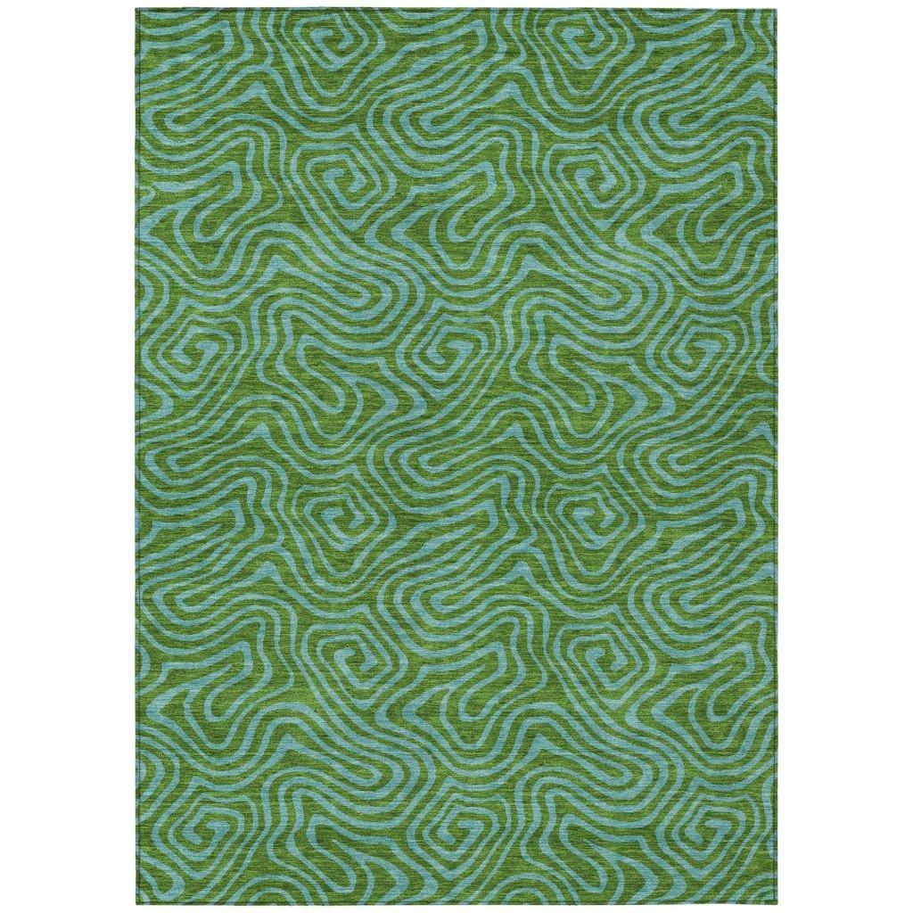 Zena Green Washable Indoor-Outdoor Rug-Outdoor Rugs-LOOMLAN Rugs-2'6" x 3'10"-LOOMLAN