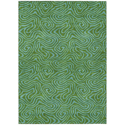Zena Green Washable Indoor-Outdoor Rug-Outdoor Rugs-LOOMLAN Rugs-2'6" x 3'10"-LOOMLAN