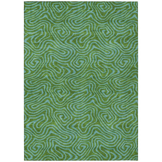 Zena Green Washable Indoor-Outdoor Rug-Outdoor Rugs-LOOMLAN Rugs-2'6" x 3'10"-LOOMLAN
