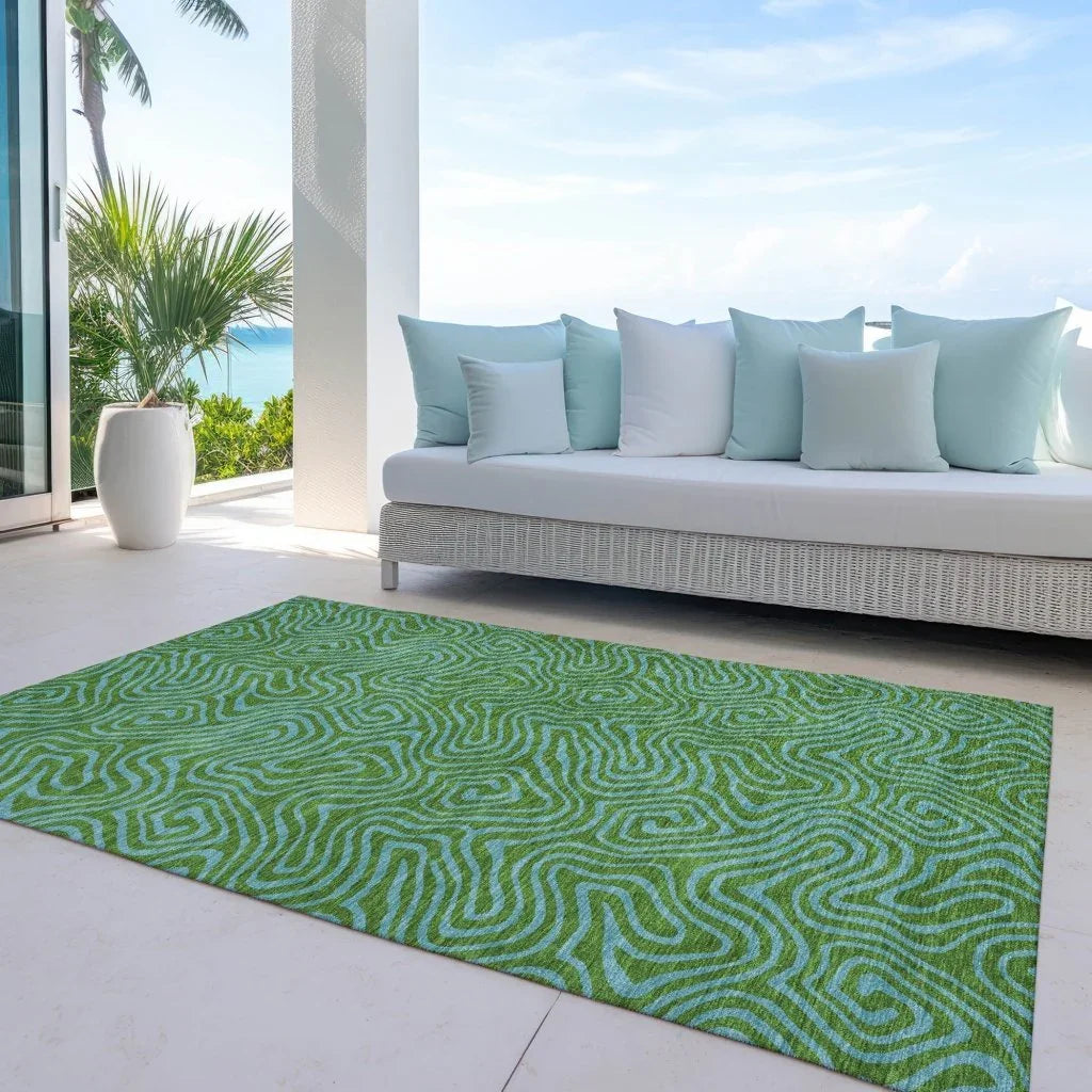 Zena Green Washable Indoor-Outdoor Rug-Outdoor Rugs-LOOMLAN Rugs-LOOMLAN