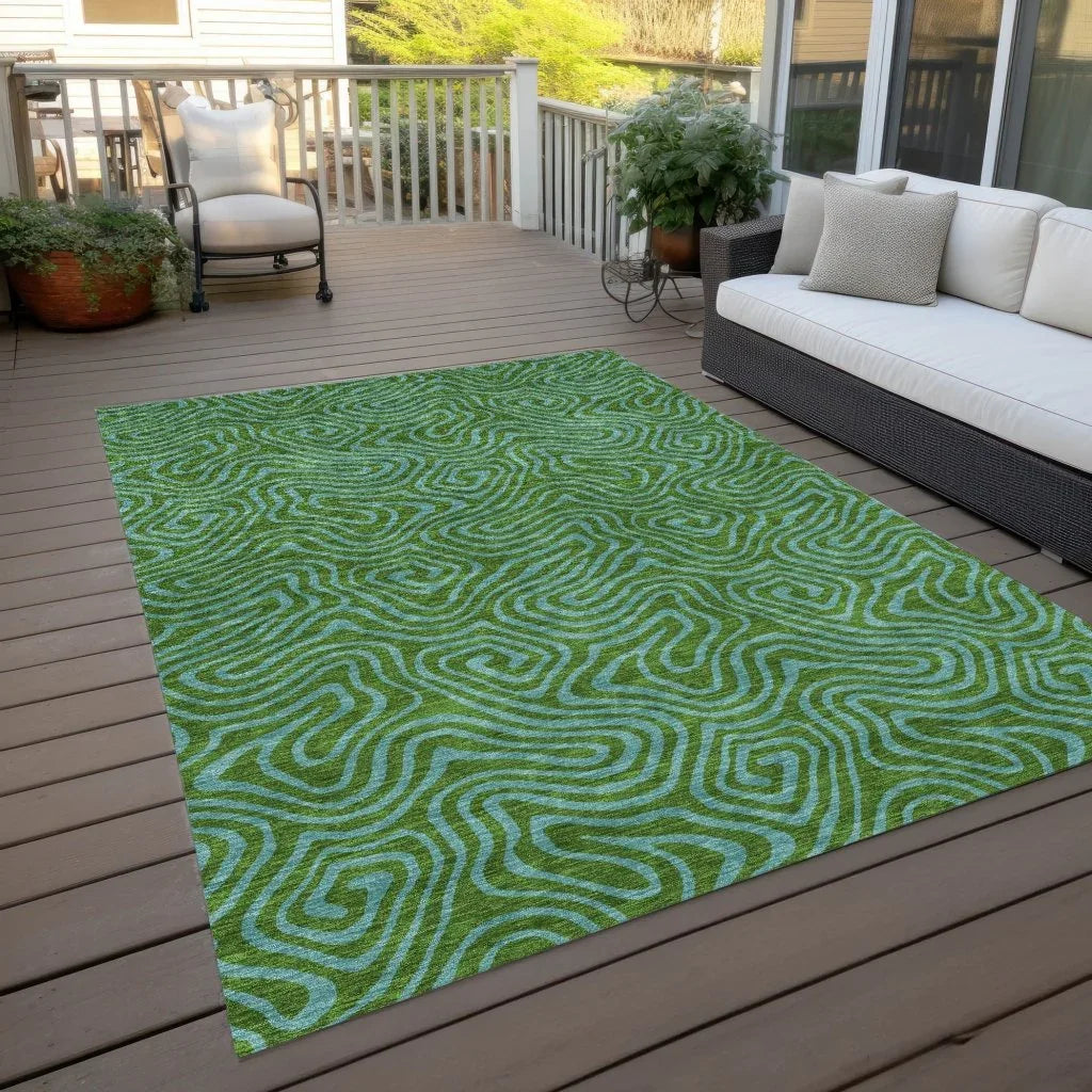 Zena Green Washable Indoor-Outdoor Rug-Outdoor Rugs-LOOMLAN Rugs-LOOMLAN