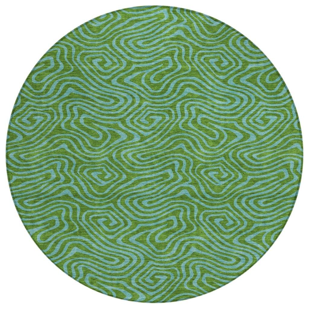 Zena Green Washable Indoor-Outdoor Rug-Outdoor Rugs-LOOMLAN Rugs-8' x 8'-LOOMLAN