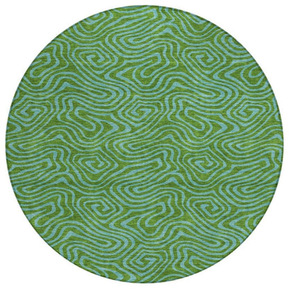 Zena Green Washable Indoor-Outdoor Rug-Outdoor Rugs-LOOMLAN Rugs-8' x 8'-LOOMLAN