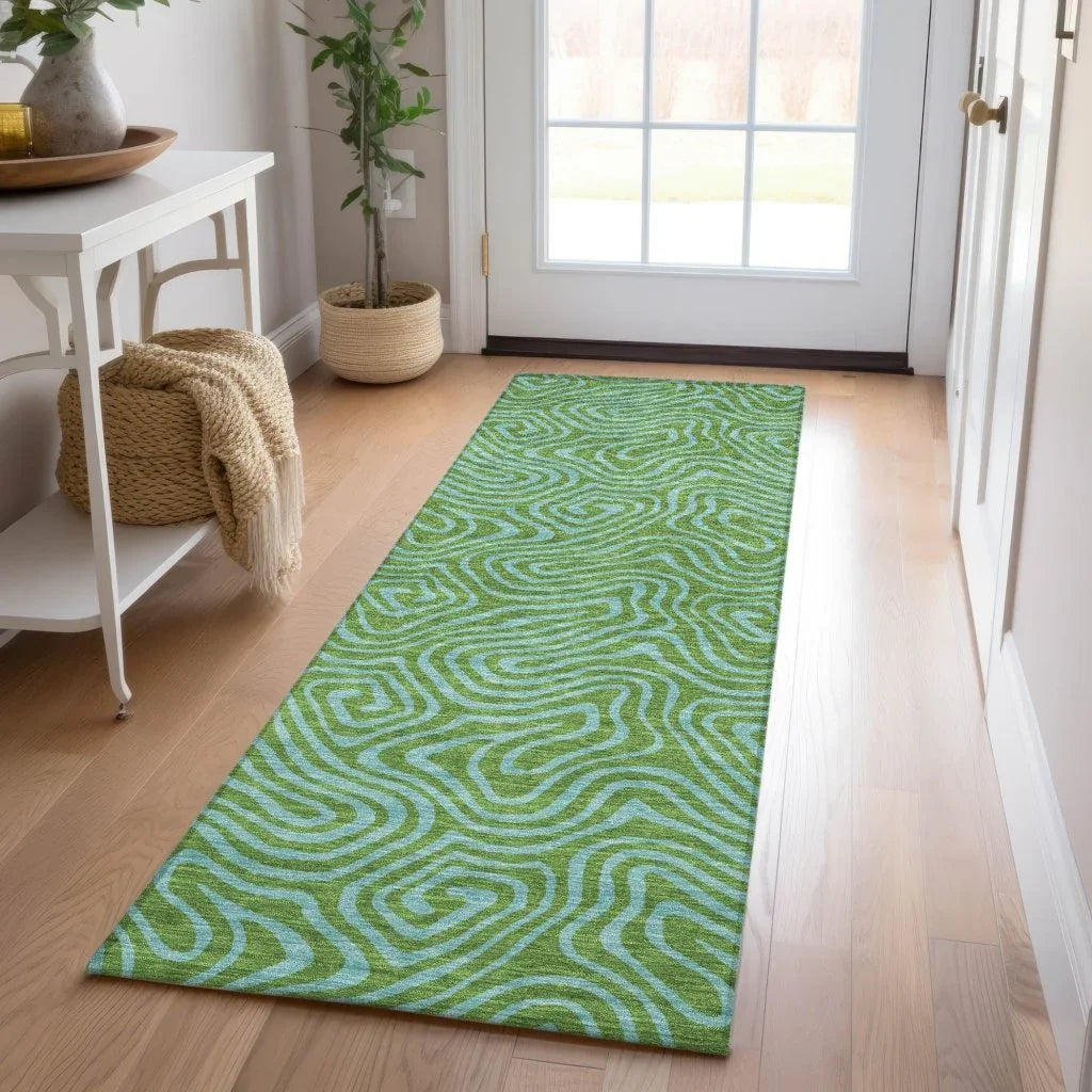 Zena Green Washable Indoor-Outdoor Rug-Outdoor Rugs-LOOMLAN Rugs-LOOMLAN
