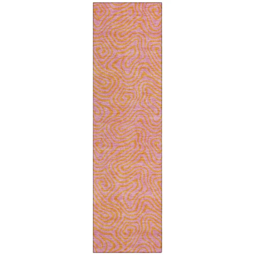 Zena Pink Washable Indoor-Outdoor Rug-Outdoor Rugs-LOOMLAN Rugs-2'3" x 7'6"-LOOMLAN
