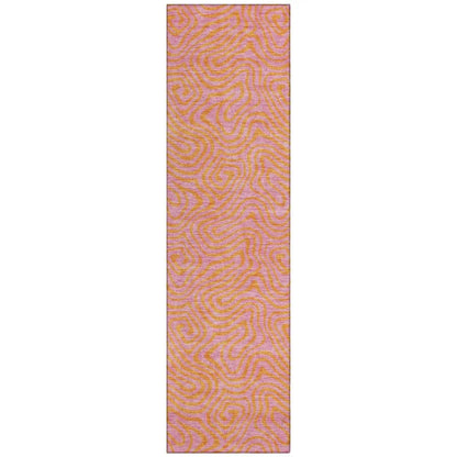 Zena Pink Washable Indoor-Outdoor Rug-Outdoor Rugs-LOOMLAN Rugs-2'3" x 7'6"-LOOMLAN