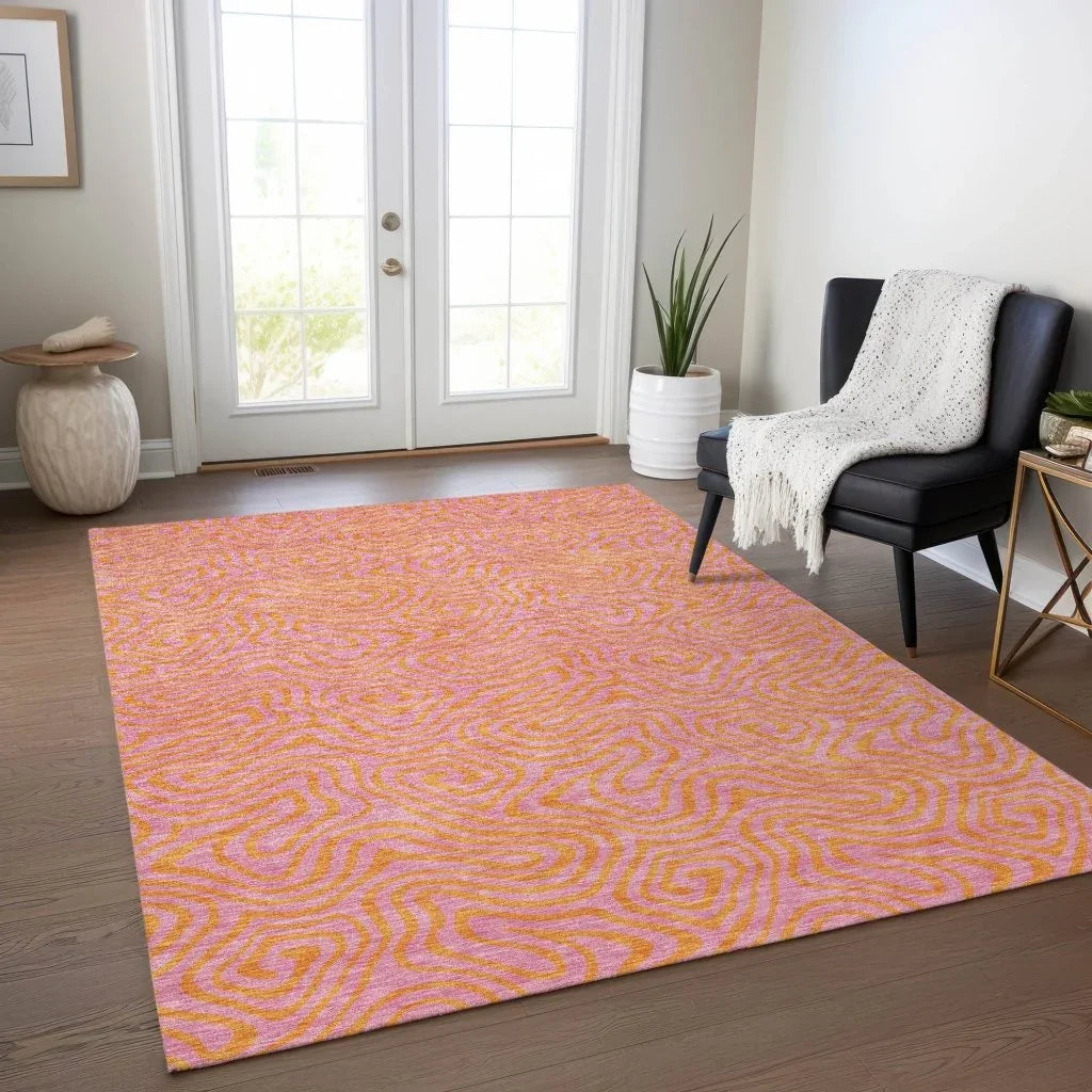 Zena Pink Washable Indoor-Outdoor Rug-Outdoor Rugs-LOOMLAN Rugs-LOOMLAN