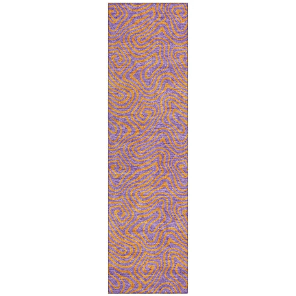 Zena Purple Washable Indoor-Outdoor Rug-Outdoor Rugs-LOOMLAN Rugs-2'3" x 7'6"-LOOMLAN