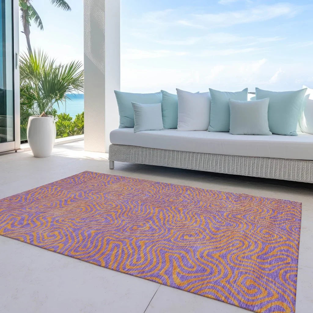 Zena Purple Washable Indoor-Outdoor Rug-Outdoor Rugs-LOOMLAN Rugs-LOOMLAN