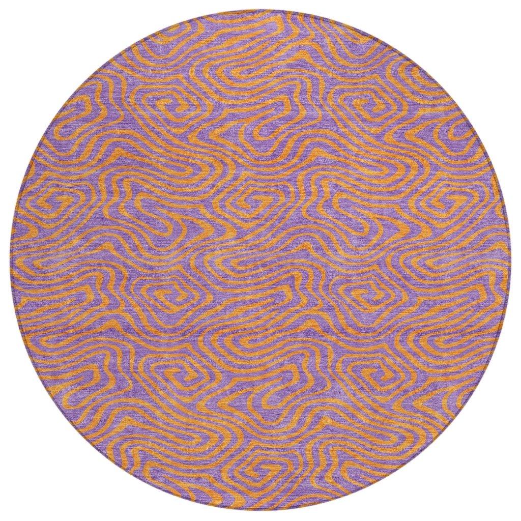 Zena Purple Washable Indoor-Outdoor Rug-Outdoor Rugs-LOOMLAN Rugs-8' x 8'-LOOMLAN