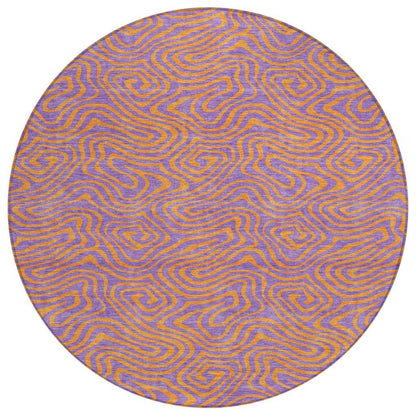 Zena Purple Washable Indoor-Outdoor Rug-Outdoor Rugs-LOOMLAN Rugs-8' x 8'-LOOMLAN