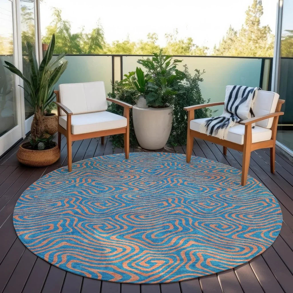 Zena Teal Washable Indoor-Outdoor Rug-Outdoor Rugs-LOOMLAN Rugs-LOOMLAN